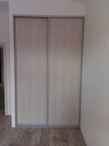 Двери для встроенного шкафа-купе,размер 2590(в)*1588(ш), 2 ниши,по 2 штуки.Профиль аристо («с-эко»,хром), лдсп «еггер» ( H1145 ST22 Дуб Бардолино S12). Стоимость 27000 рублей с замером, доставкой и установкой. Установлено 7 августа 2020 года.